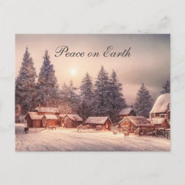 Cartão Postal De Festividades Casas da Floresta de inverno, Paz na Terra
