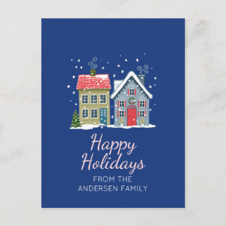 Cartão Postal De Festividades Casas de férias fofas festivas