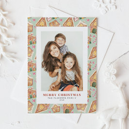 Cartão Postal De Festividades Casas de Gingerpão de Watercolor Foto de Natal