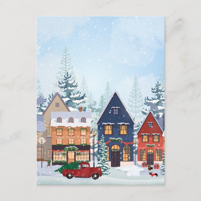 Cartão Postal De Festividades Casas de inverno de Natal (Frente)