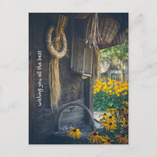 Cartão Postal De Festividades Casca-branca com flores amarelas