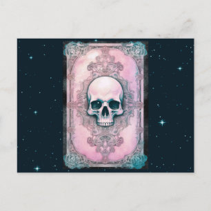 Cartão Postal De Festividades Casca rosa e verde Vintage Celestial Halloween