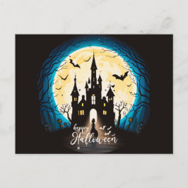 Cartão Postal De Festividades Castelo Assombrado Feliz Halloween Sinistro