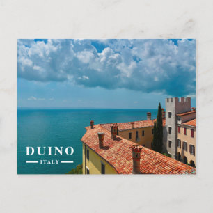 Cartão Postal De Festividades Castelo de Duino Telhados de Terracota Vista do Ma
