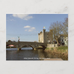 Cartão Postal De Festividades Castelo de Whites Athy, bandeira tricolor irlandes