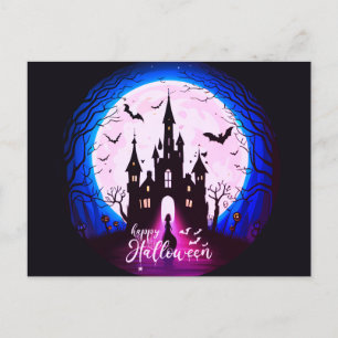 Cartão Postal De Festividades Castle Haunted Happy Halloween Creepy