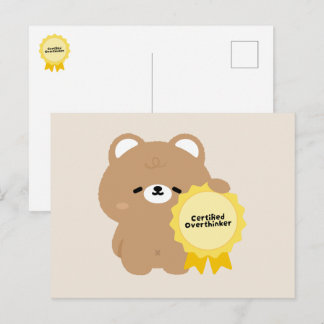 Cartão Postal De Festividades Castor Pensador Excessivo Certificado