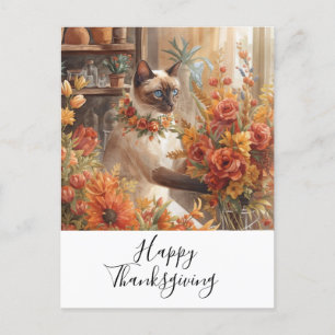 Cartão Postal De Festividades Cat Thankanding Fall teme para Cat Lovers