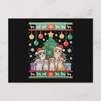 Cartão Postal De Festividades Cat Ugly Christmas Tree Lights Xmas Holiday