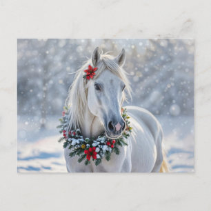 Cartão Postal De Festividades Cavalo bonito nas Feiras da Neve