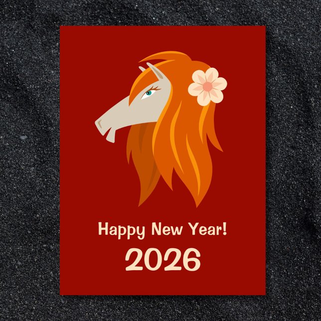 Cartão Postal De Festividades Cavalo de Fogo 2026 Zodiac, Ano Novo Chinês (Criador carregado)