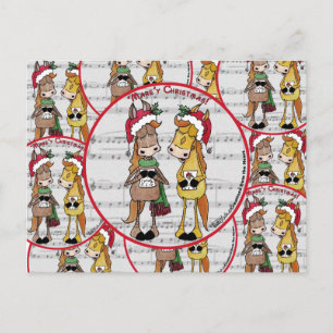 Cartão Postal De Festividades Cavalos Carineiros - 'Mare'y Christmas