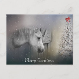 Cartão Postal De Festividades Cavalos: Cavalo viaja neve no inverno