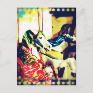 Cartão Postal De Festividades Cavalos de feliz-volta, Verão Flashback Arte Digit