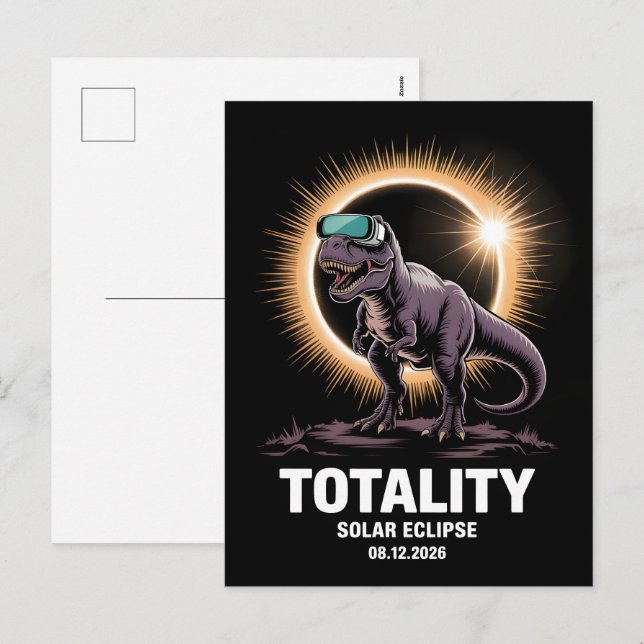 Cartão Postal De Festividades Celebração da Totalidade do Eclipse Solar 2026 (Frente/Verso)