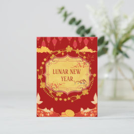 Cartão Postal De Festividades Celebração de Ano Novo Lunar: Uma Noite de Alegria