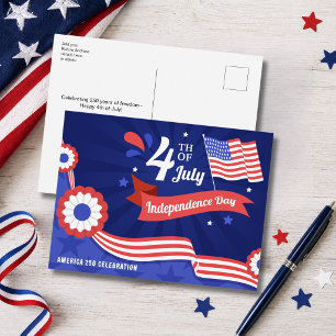 Cartão Postal De Festividades Celebração do Dia da Independência da América 250 