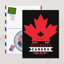 Cartão Postal De Festividades Celebração do Dia do Canadá e da Independência dos