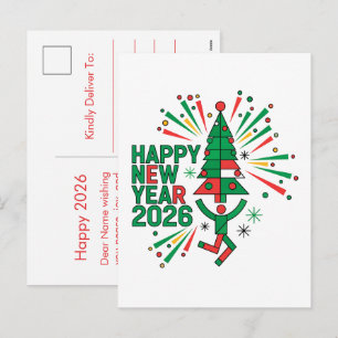 Cartão Postal De Festividades Celebração do feliz ano novo 2026