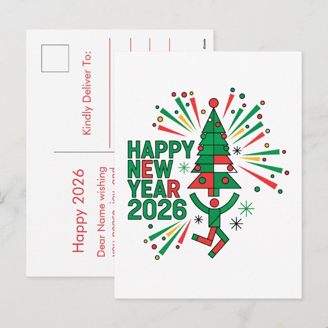 Cartão Postal De Festividades Celebração do feliz ano novo 2026 (Frente/Verso)