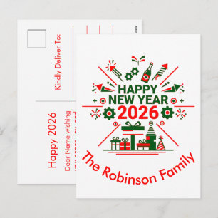 Cartão Postal De Festividades Celebração do feliz ano novo 2026