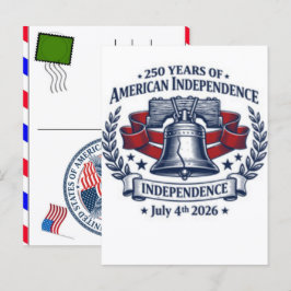 Cartão Postal De Festividades Celebração dos 250 Anos dos EUA: América 1776–2026
