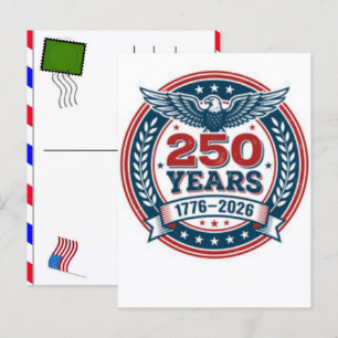 Cartão Postal De Festividades Celebração dos 250 Anos dos EUA: América 1776–2026