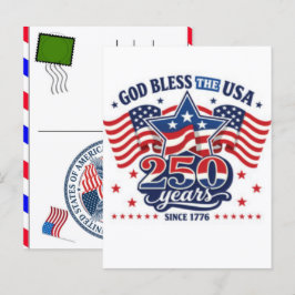 Cartão Postal De Festividades Celebração dos 250 Anos dos EUA: América 1776–2026