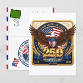 Cartão Postal De Festividades Celebração dos 250 Anos dos EUA: América 1776–2026