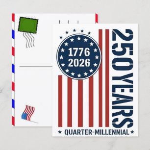 Cartão Postal De Festividades Celebração dos 250 Anos dos EUA: América 1776–2026