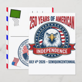 Cartão Postal De Festividades Celebração dos 250 Anos dos EUA: América 1776–2026