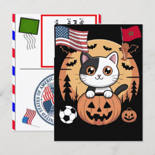 Cartão Postal De Festividades Celebração Personalizada do Mundo Kawaii Witch Cat