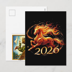 Cartão Postal De Festividades Celebrações do Ano Chinês do Cavalo 2026