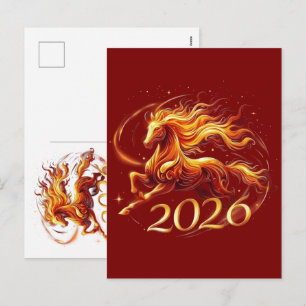 Cartão Postal De Festividades Celebrações do Ano do Cavalo Chinês 2026