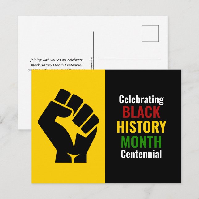 Cartão Postal De Festividades Celebrating Black History Month Centennial (Frente/Verso)