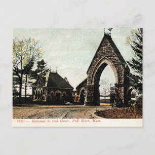 Cartão Postal De Festividades Cemitério de carvalho vintage da Nova Inglaterra