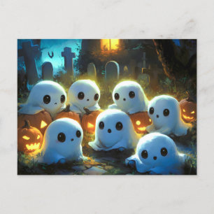 Cartão Postal De Festividades Cemitério Noturno Spooky, Ghost do Dia das Bruxas