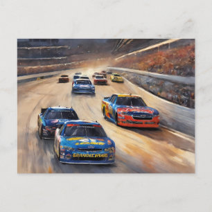 Cartão Postal De Festividades Cena Colorida de Corrida do Crepúsculo de Alta Vel
