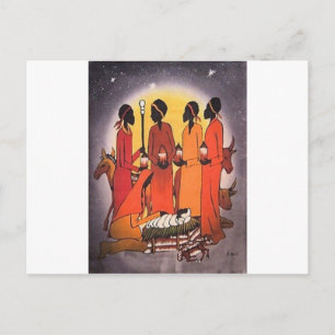 Cartão Postal De Festividades Cena da Natividade do Natal Africano