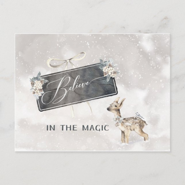 Cartão Postal De Festividades Cena de Floresta Adorável com Descoberto De Aquare (Frente)