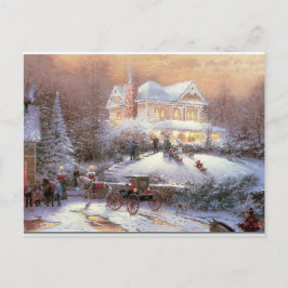 Cartão Postal De Festividades Cena de inverno de Natal Vitoriana