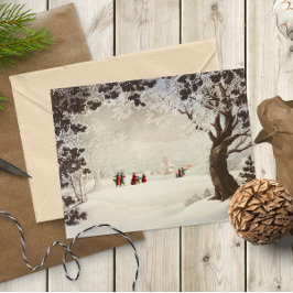 Cartão Postal De Festividades Cena de inverno Vintage Victorian