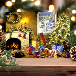 Cartão Postal De Festividades Cena de Natal Antiga