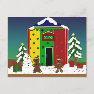 Cartão Postal De Festividades Cena de Natal com Neve
