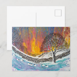 Cartão Postal De Festividades Cena de Natal com Neve Cartão de Férias
