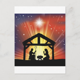 Cartão Postal De Festividades Cena de Natal Cristã Tradicional