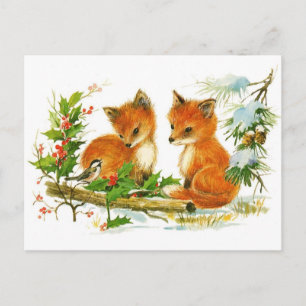 Cartão Postal De Festividades Cena de Natal da Pintura Fresca