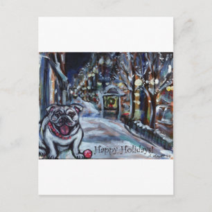 Cartão Postal De Festividades cena de Natal do Wintry Bulldog