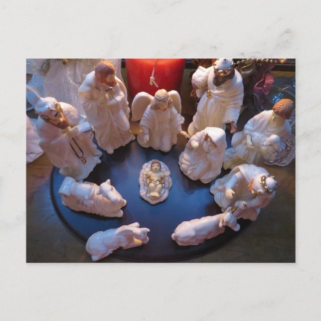 Cartão Postal De Festividades Cena de Natal Natividade Manger (Frente)