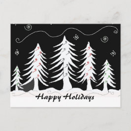 Cartão Postal De Festividades Cena de Natal Preto e Branco